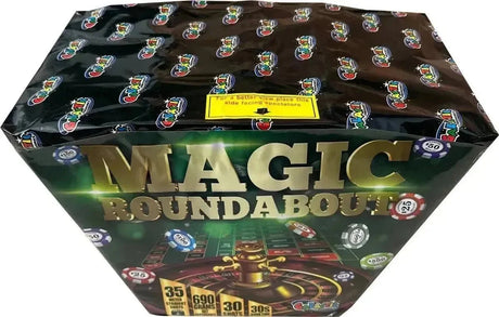 Magic Roundabout 30-shot fanned F3 cake firework by Galactic Fireworks