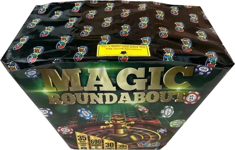 Magic Roundabout 30-shot fanned F3 cake firework by Galactic Fireworks