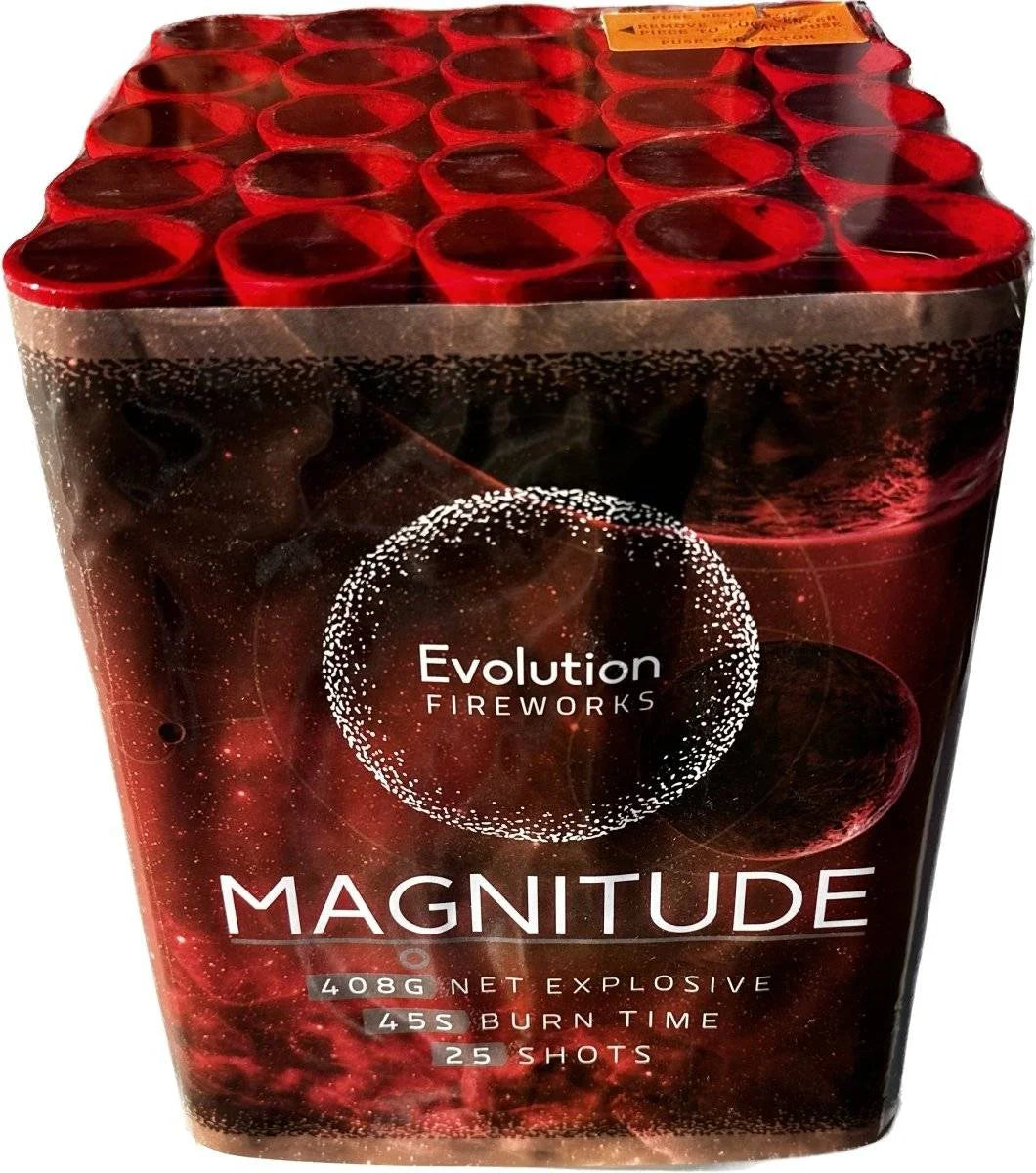 Magnitude 25-shot F3 cake firework by Evo Fireworks