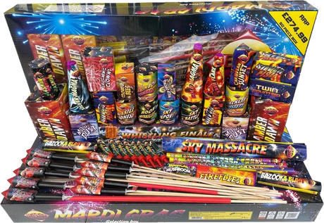 Mardi Gras 50-piece F2 firework selection box by Bright Star