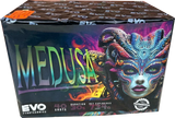 Evolution Fireworks Medusa 40 shot cake with red plum ghost effects.