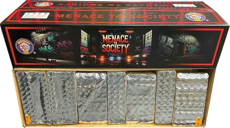 Menace To Society 246-shot fanned F3 compound firework by Brothers Pyrotechnics