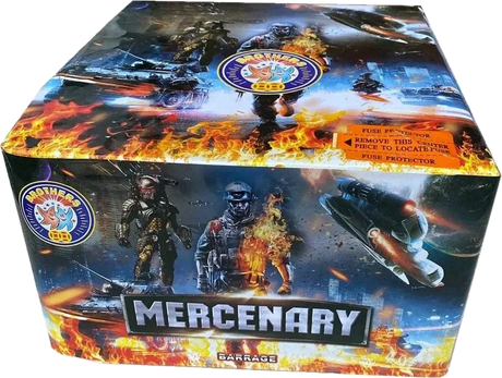 Mercenary 100-shot F3 cake firework by Brothers Pyrotechnics