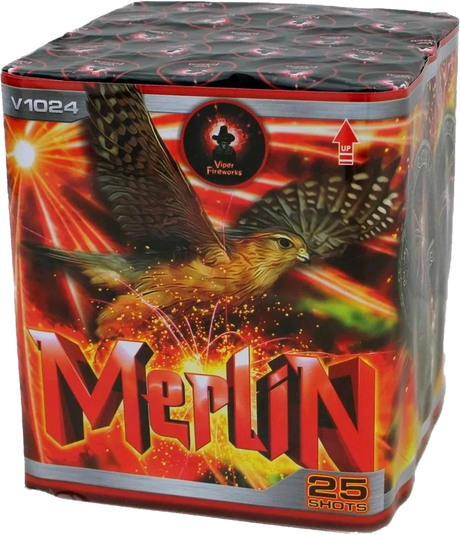 Merlin 25-shot F2 cake firework by Viper Fireworks