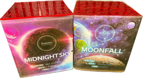 Twin pack containing Evolution Fireworks Midnight Sky and Moonfall cakes.