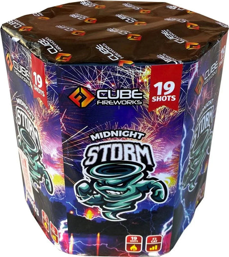 Midnight Storm 19-shot F3 cake firework by Cube Fireworks