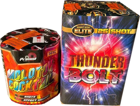 Molotov Cocktail and Thunderbolt firework cakes twin pack.