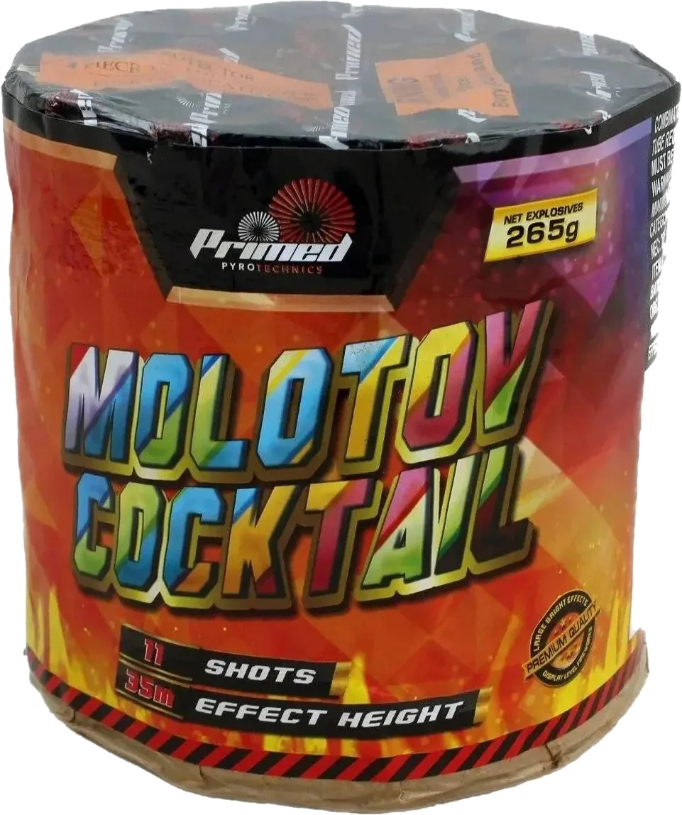 Molotov Cocktail 11-shot F3 mine firework by Primed Pyrotechnics