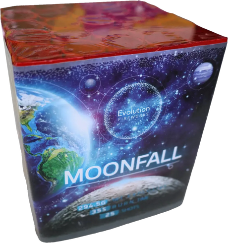 Evo Fireworks Moonfall 25 shot low noise cake.