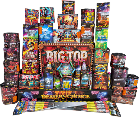 Galactic Fireworks Night Blade Pack containing 48 assorted fireworks.