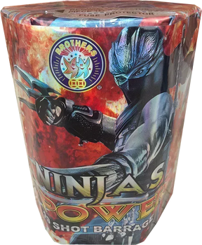 Brothers Pyrotechnics Ninjas Power 19 shot cake.