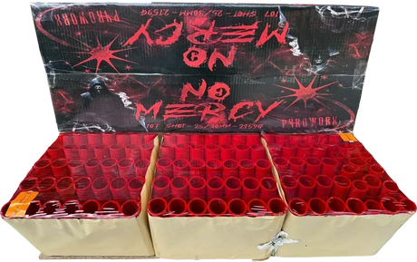 No Mercy 107-shot fanned compound firework by Pyroworx