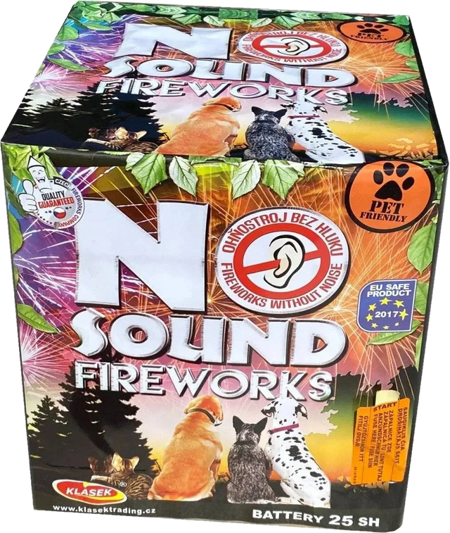 No Sound Cake 25-shot low-noise F2 cake firework by Klasek