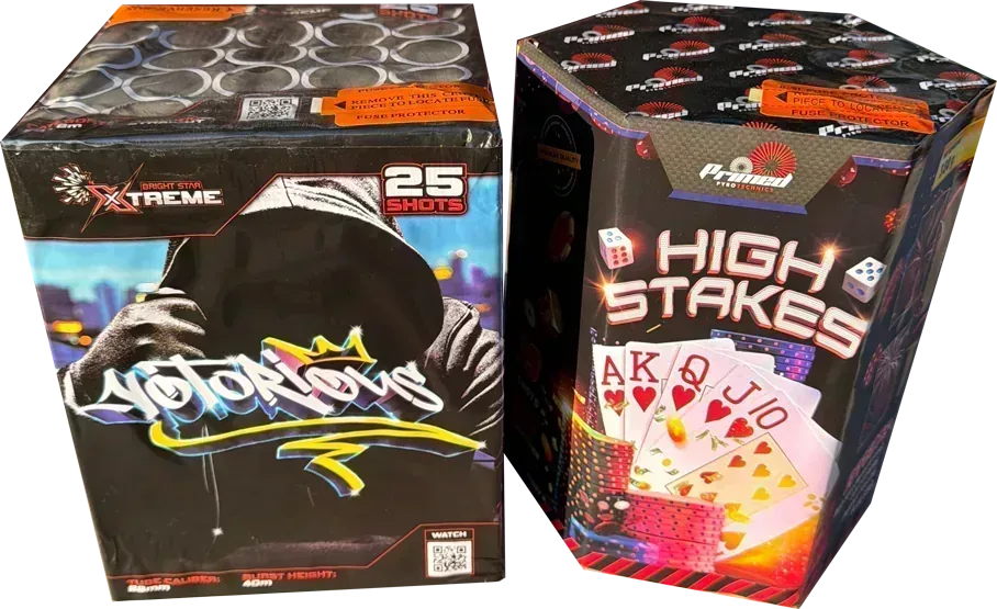 Notorious and High Stakes F3 firework cakes twin pack.