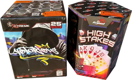 Notorious and High Stakes F3 firework cakes twin pack.