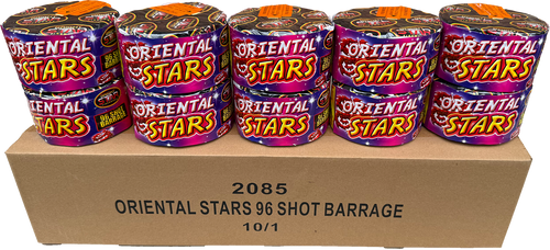 Oriental Stars 10-pack bulk deal by Bright Star - 96-shot firework cakes, rapid-fire garden fireworks