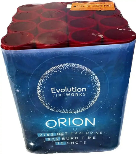 Orion 16-shot F2 cake firework by Evolution