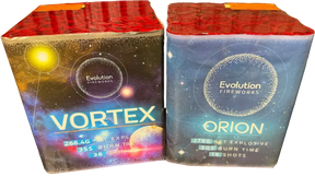Evolution Fireworks Orion and Vortex twin pack cakes.