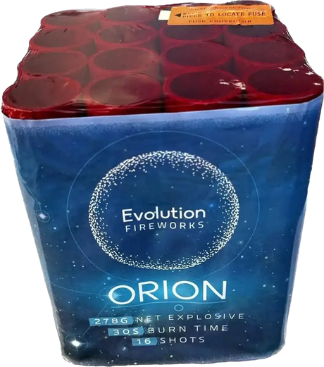 Orion 16-shot F2 cake firework by Evo Fireworks
