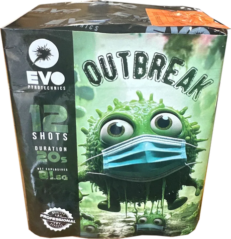 Evolution Fireworks Outbreak 12 shot cake.
