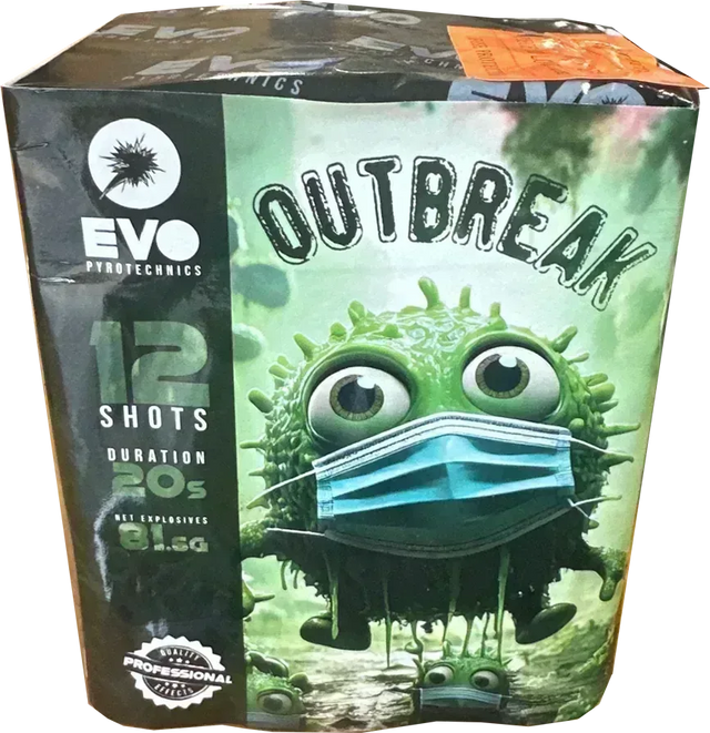Evolution Fireworks Outbreak 12 shot cake.