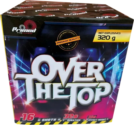 Over The Top 16-shot F3 cake firework by Primed Pyrotechnics