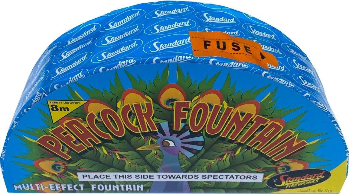 Peacock low-noise fanned garden fountain firework by Standard Fireworks