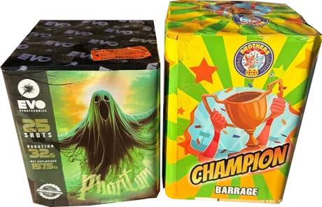 Phantom and Champion firework cakes twin pack.