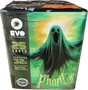 Evolution Fireworks Phantom 25 shot cake with ghost themed label.