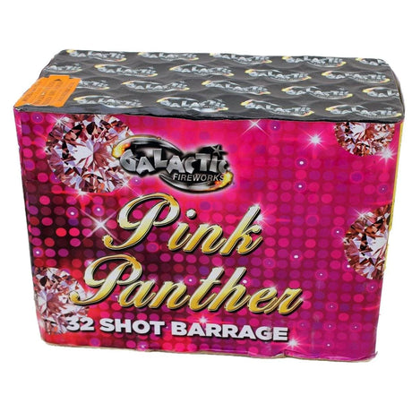 Pink Panther 32-shot F3 cake firework by Galactic Fireworks