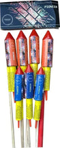 Evolution Fireworks Pioneer rocket pack containing 7 mixed size rockets.