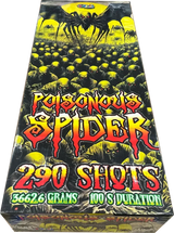 Poisonous Spider 290-shot compound firework in its coffin-sized box, showing the sheer scale of the packaging