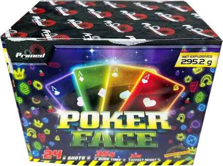 Poker Face 24-shot F3 cake firework by Primed Pyrotechnics