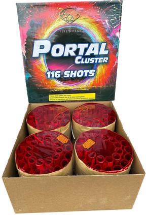 The Portal Cluster compound firework by Gemstone.