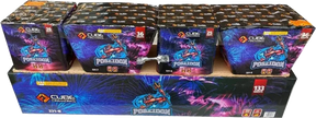 Poseidon 133-shot fanned compound firework by Cube Fireworks