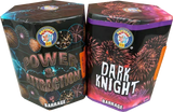 Twin pack of Power & Attraction and Dark Knight 1.3G firework cakes.