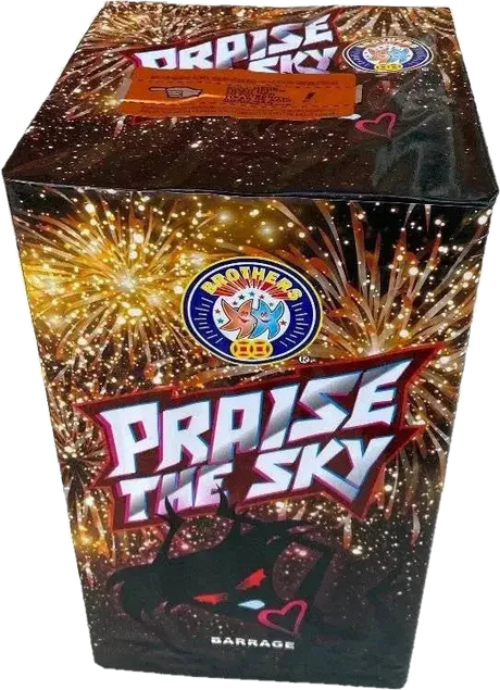 Praise The Sky 85-shot low-noise W-firing hybrid cake by Brothers Pyrotechnics