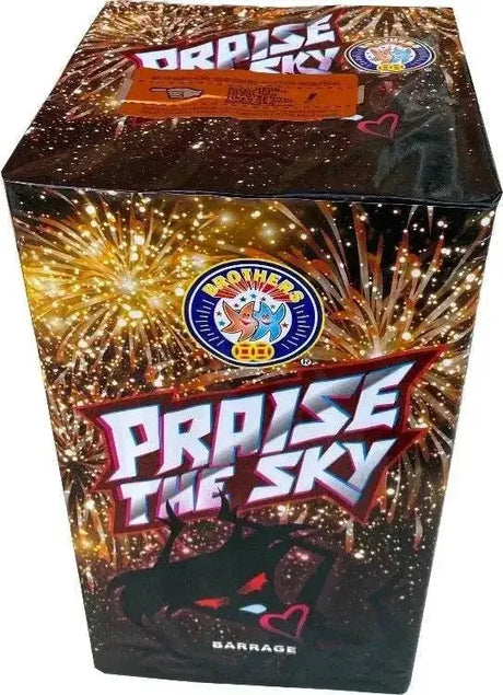 Praise The Sky 85-shot low-noise W-firing hybrid cake by Brothers Pyrotechnics