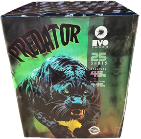 Predator 25 shot firework cake by Evolution Fireworks.
