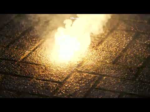 Strobocop ground firework emitting an intense bright white flashing light.