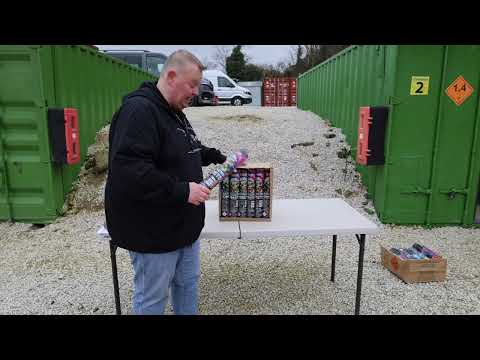 Crackling Comets 56-shot roman candle firing sequence with crackling comet effects
