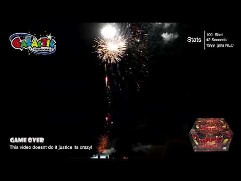 Game Over firework night display footage — full 42-second finale sequence