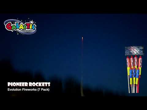 Performance video of Pioneer rockets launching and bursting with various colours.