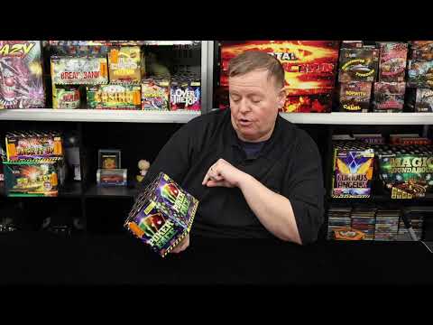 Nigel Turver reviewing the Poker Face firework and discussing the bore size.