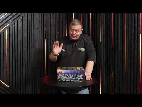 Galactic Fireworks team member reviewing the Parallax cake and explaining the firing angles.