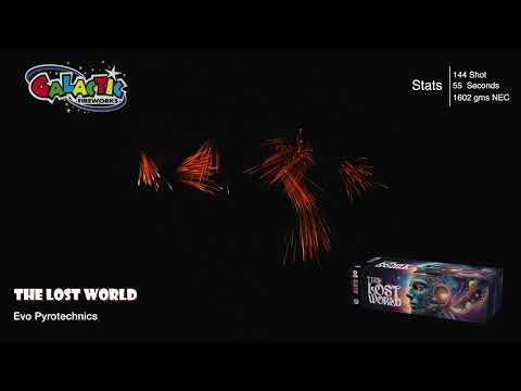 The Lost World firework displaying golden horsetail and waterfall effects.
