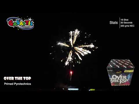 Performance video of Over The Top firework showing 16 large caliber bursts.