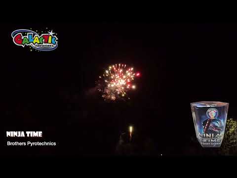 Performance video of Ninjas Time firing 19 shots of red and crackling effects.
