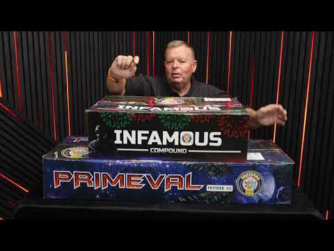 Twin pack of Primeval and Infamous compound fireworks by Brothers Pyrotechnics.