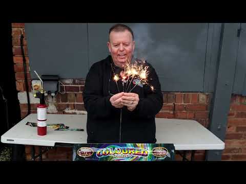10 inch coloured sparklers burning demonstration